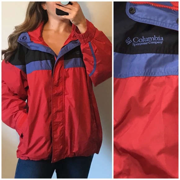Columbia Jackets & Blazers - COLUMBIA Outerwear Red Blue Hooded Jacket Coat Med